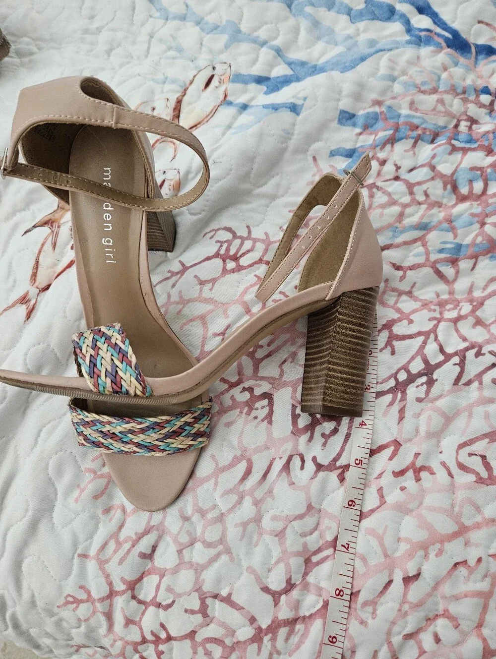 Madden Girl Nude Ankle-Strap Heels with Multicolor Braided Toe - Picture 6 of 6